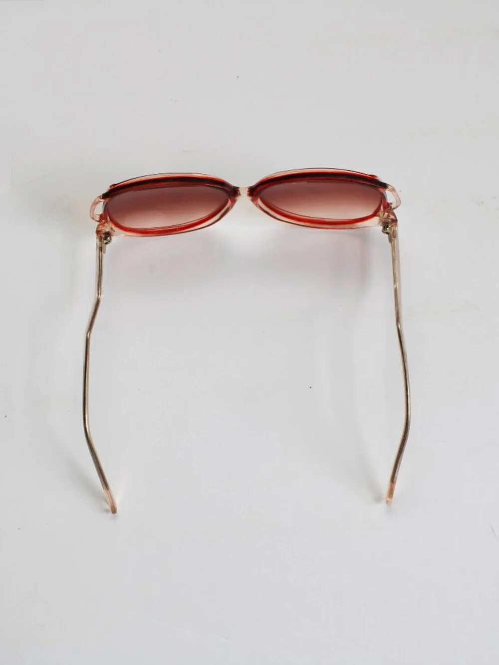 Vintage 70s 80s Wave Legs Red Large Round Frames Women's Sunglasses